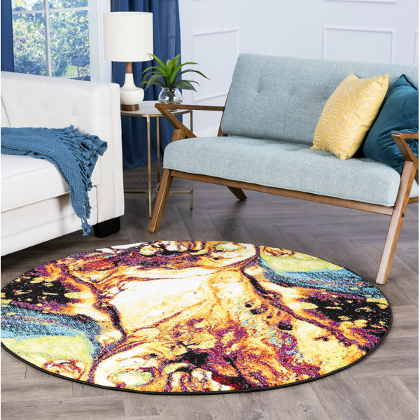 Latitude Run® Weisman Abstract Yellow/Blue Area Rug & Reviews Wayfair